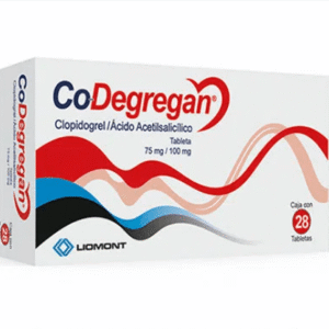 CO-DEGREGAN 75/100 MG 28 TABLETAS CLOPIDOGREL ACIDO ACETILSALICILICO
