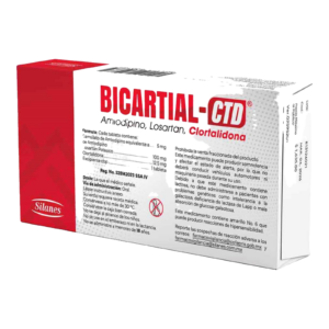 Bicardial-Ctd Amlodipino/Losartan 5 mg/100 mg/12.5 mg 30 Tabletas — SKU 7501101600784