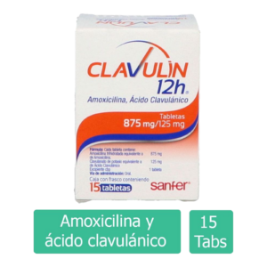 Clavulin 12H 875/125 mg 15 Tabletas Amoxicilina Acido Clavulanico — SKU 7501070612993