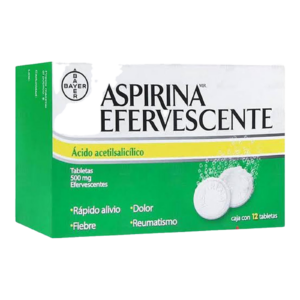 Aspirina 500 mg 12 Tabletas Efervescentes Acido Acetilsalicilico — SKU 7501008496701