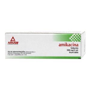 Amikacina 500 mg 2 ml 1 Ampolleta Solucion Inyectable — SKU 7501349021440