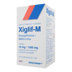Xiglif-M Dapagliflozina/Metformina 10 mg/1000 mg 14 Tabletas — SKU 7506627400276