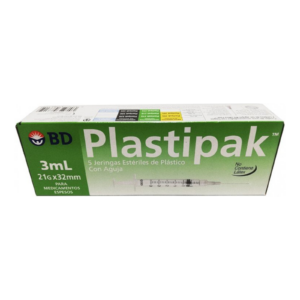 Jeringa Plastipak 3 ml Verde C/5 — SKU 7501073086159