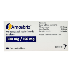 Amoebriz 300/150 mg 2 Tabletas Mebendazol Quinfamida