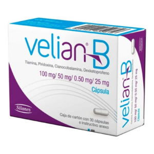 Velian B - Tiamina, Piridoxina, Cianocobalamina, Dexketoprofeno. 100 mg/ 50 mg/ 0.50 mg/ 25 mg - C·Psulas
