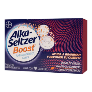 Alka Seltzer 0.500/0.065 g 10 Tabletas Acido Acetilsalicilico Cafeina Boost — SKU 7501008497593