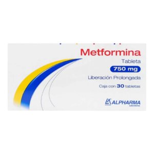 Metformina 750 mg 30 Tabletas Genérico Alpharma