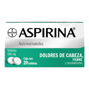 Aspirina 500 mg 20 Tabletas Acido Acetilsalicilico — SKU 7501008499047