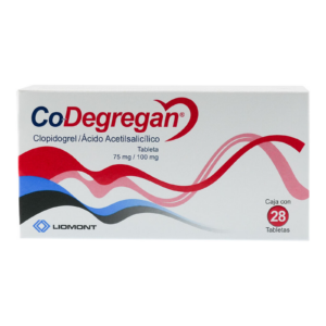 Co-Degregan 75/100 mg 28 Tabletas Clopidogrel Acido Acetilsalicilico