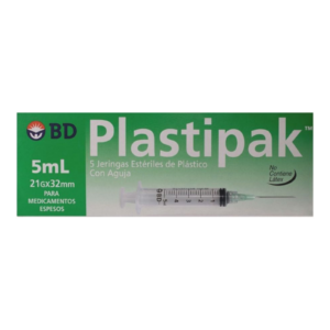 Jeringa Plastipak 5 ml Verde C/5 — SKU 7501073086173