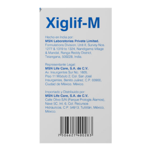 Xiglif-M 10 mg/1000 mg 28 Tabletas — SKU 7506627400283