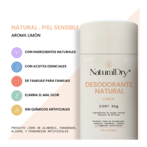 Naturaldry Unisex Limon Desodeorante Barra 50 g — SKU 7502300970296