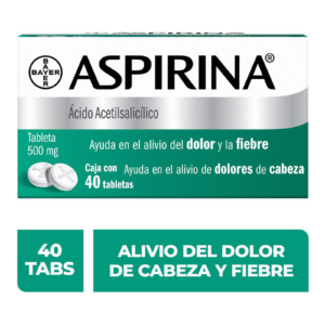 Aspirina 500 mg 40 Tabletas Acido Acetilsalicilico — SKU 7501008491966